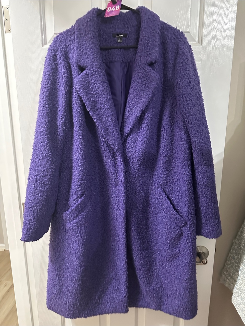 Alfani Purple Teddy Bouclé Coat